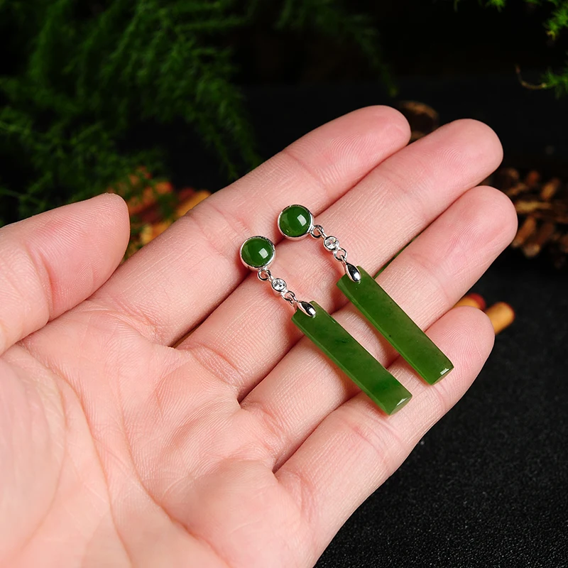 Натуральные и хетинские jade Jasper серьги с сертификатом женские длинные серьги с нефритом