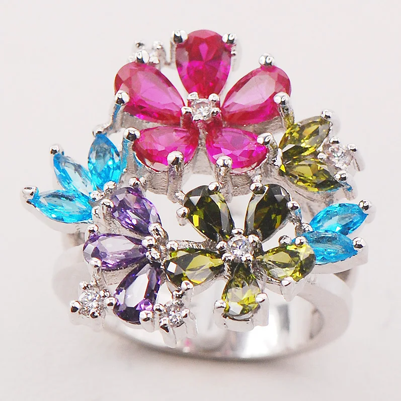 Женское кольцо из серебра с гранатом и цирконом|925 sterling silver ring|sterling ringssilver ring |