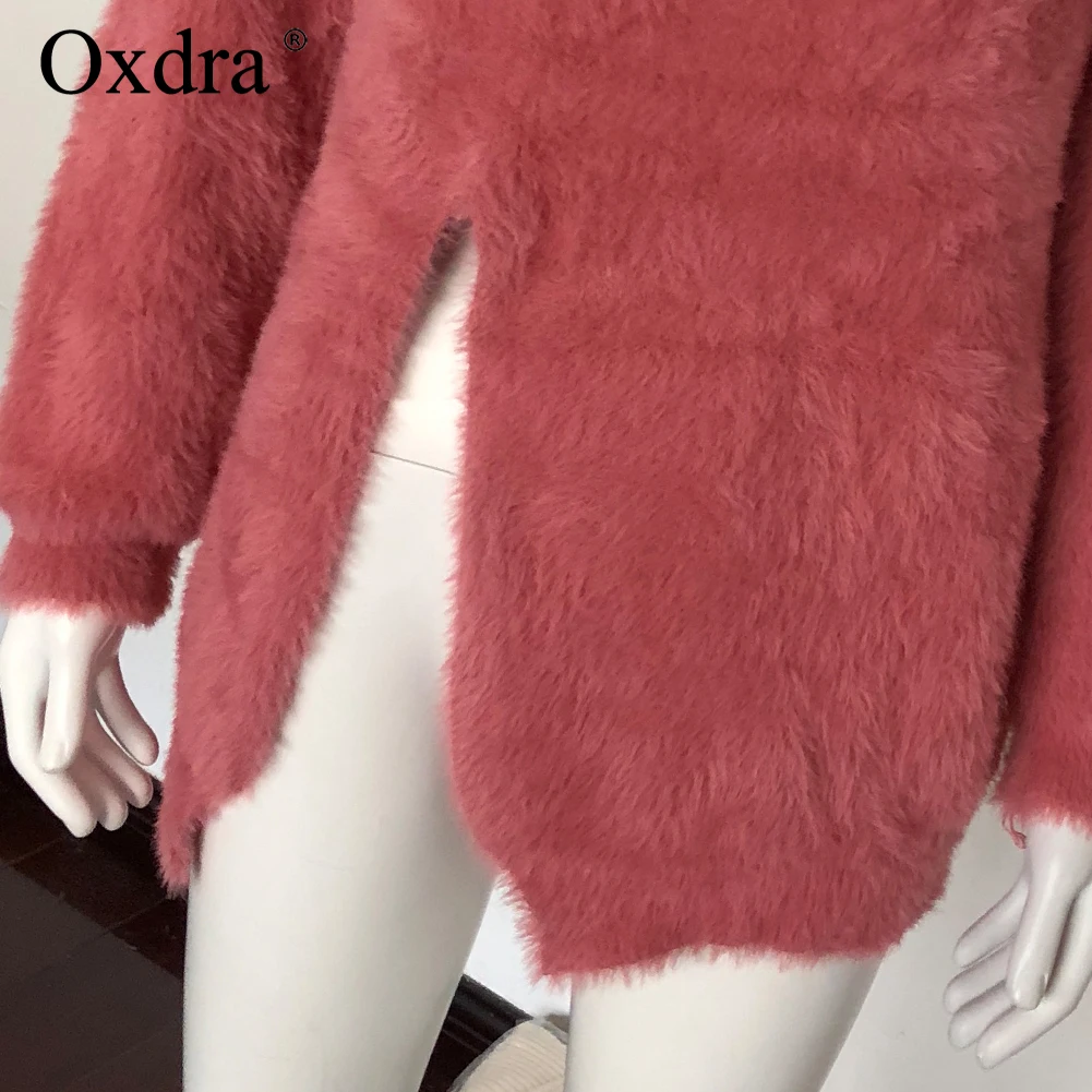 Oxdra осень-зима модные Для женщин s свитер Пуловеры Разделение Водолазка вязаные