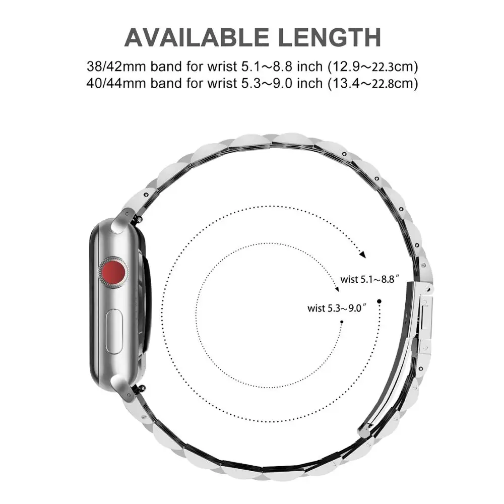 Ремешок из нержавеющей стали для наручных часов Apple Watch 38 мм/40 мм/42 мм/44 мм 3 цвета