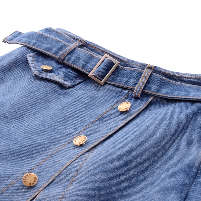Summer Harajuku Jeans Skirt Women 2019 Solid High waist Loose Denim A-Line Short skirts Female Split joint Casual LX105 | Женская одежда