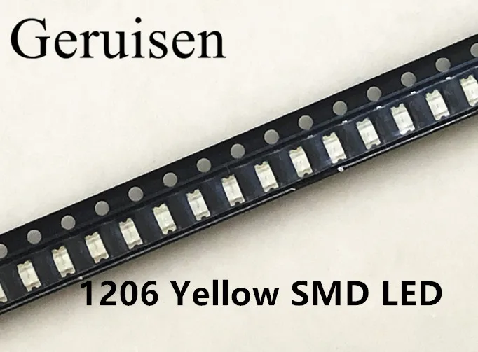 Бесплатная доставка SMD 1206 LED Желтые ультра яркие светодиоды желтый диоды