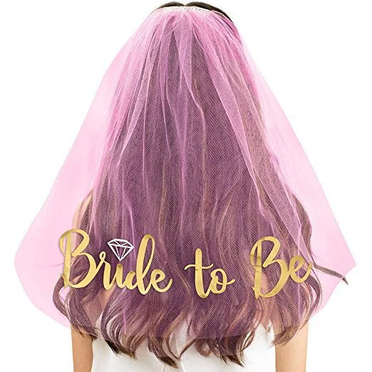 

White Bride To Be Gold Veil Wedding Party Decorations Hen Night Party Bridal Shower Bachelorette Party Supplies 60x80cm