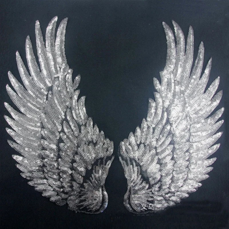 1 пара золотых/серебряных больших перьев блесток значок железа на вышивке патчи