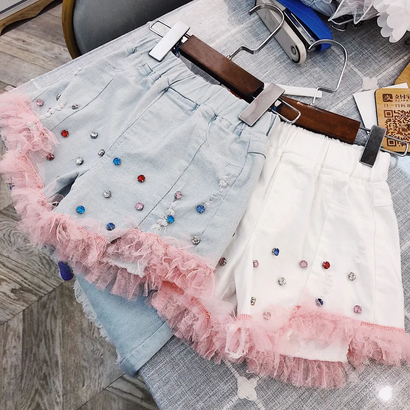 Летние джинсы для девочек джинсовые брюки малышей детские штаны искусственная