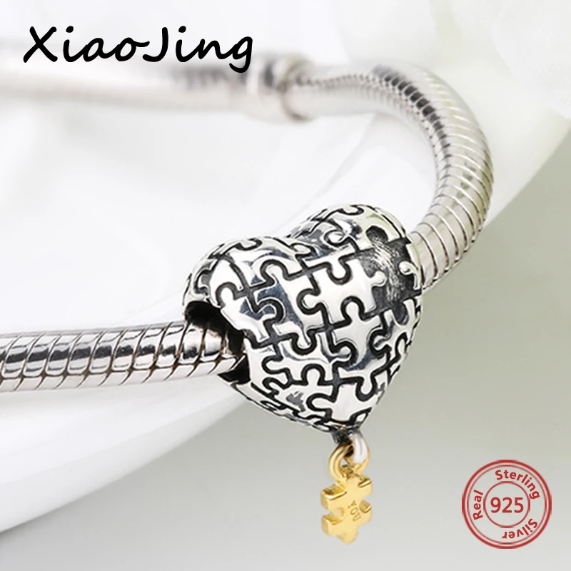 

Пазл с шармами из серебра 925 пробы с надписью «My Heart Is Complete With You Love Heart Beads» подходит для европейских браслетов Изготовление ювелирных изделий...