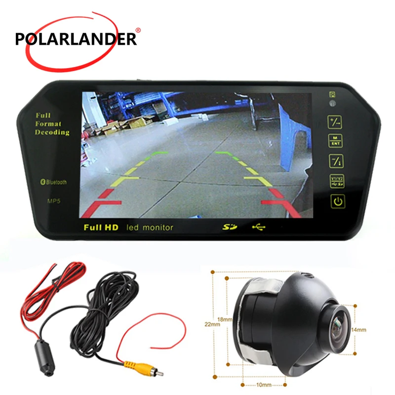 7-дюймовый TFT ЖК-дисплей камера заднего вида MP5 USB/SD/FM 800*480 12-24 В Автомобильное