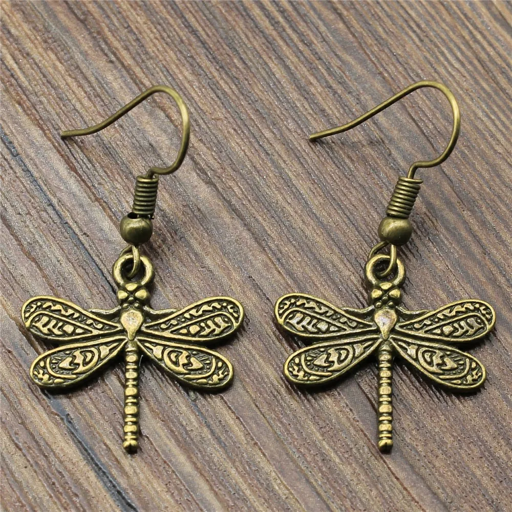 Серьги-подвески 21x19mm подвеска в виде стрекозы серьги-капельки для женщин Прямая