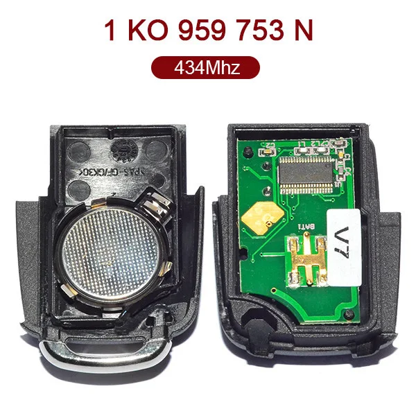 3 кнопки 434 МГц флип дистанционного ключа для VW Skoda сиденья 1K0 959 753N|Ключ от авто| |