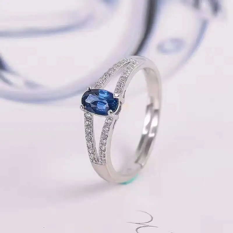 Винтажное натуральное сапфировое ювелирное изделие 4*6 мм кольцо и сапфировый