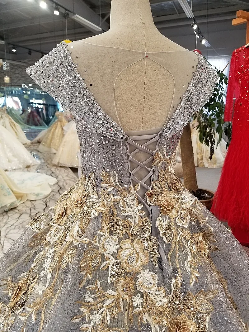 V-образный вырез цветочный рисунок кружевные цветы на шнуровке свадебное платье