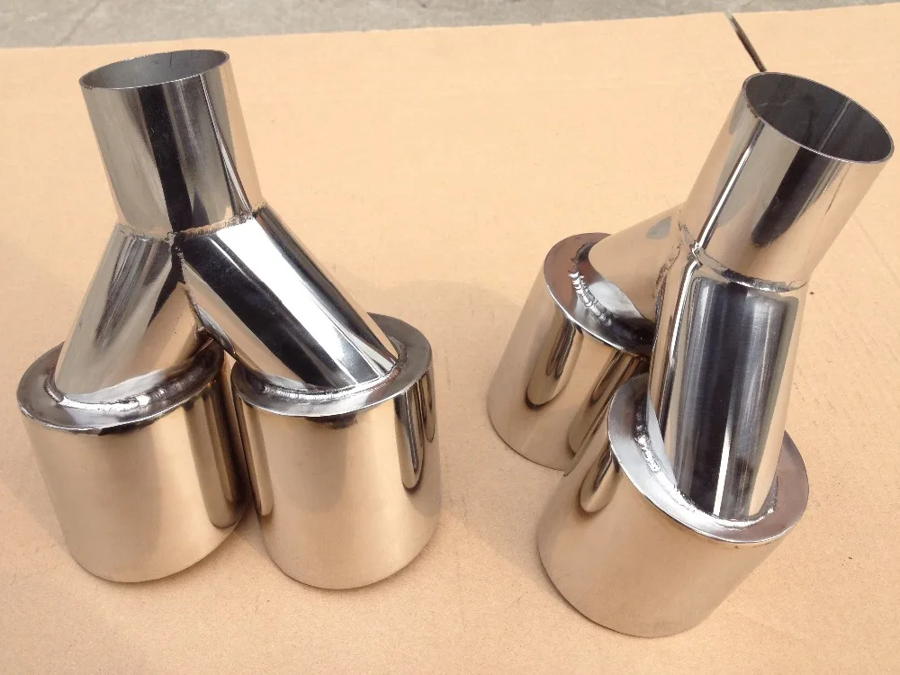 Яркий 101 мм двойной inlet63mm-outlet101mm 304 из нержавеющей стали выхлопной трубы муфельные