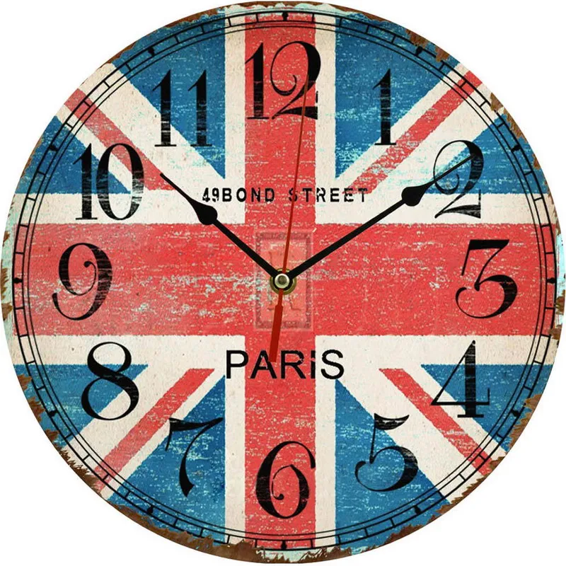 1 ШТ. Старинные Деревянные Настенные Часы Современный Дизайн Деревенском Стиле