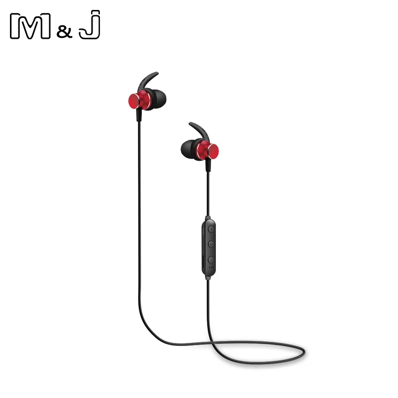 Красный M& J bluetooth-наушники на шею магнит TF карта беспроводные наушники для Xiaomi iPhone наушники стерео auriculares fone de ouvido - Цвет: Красный