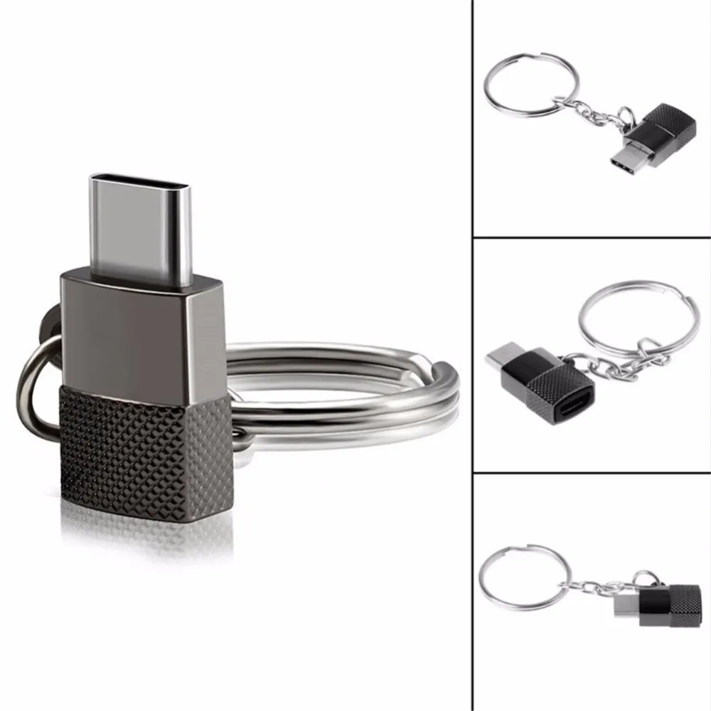 Новый адаптер Micro-Type-c из цинкового сплава с металлической цепочкой V8 Android-Type-c для