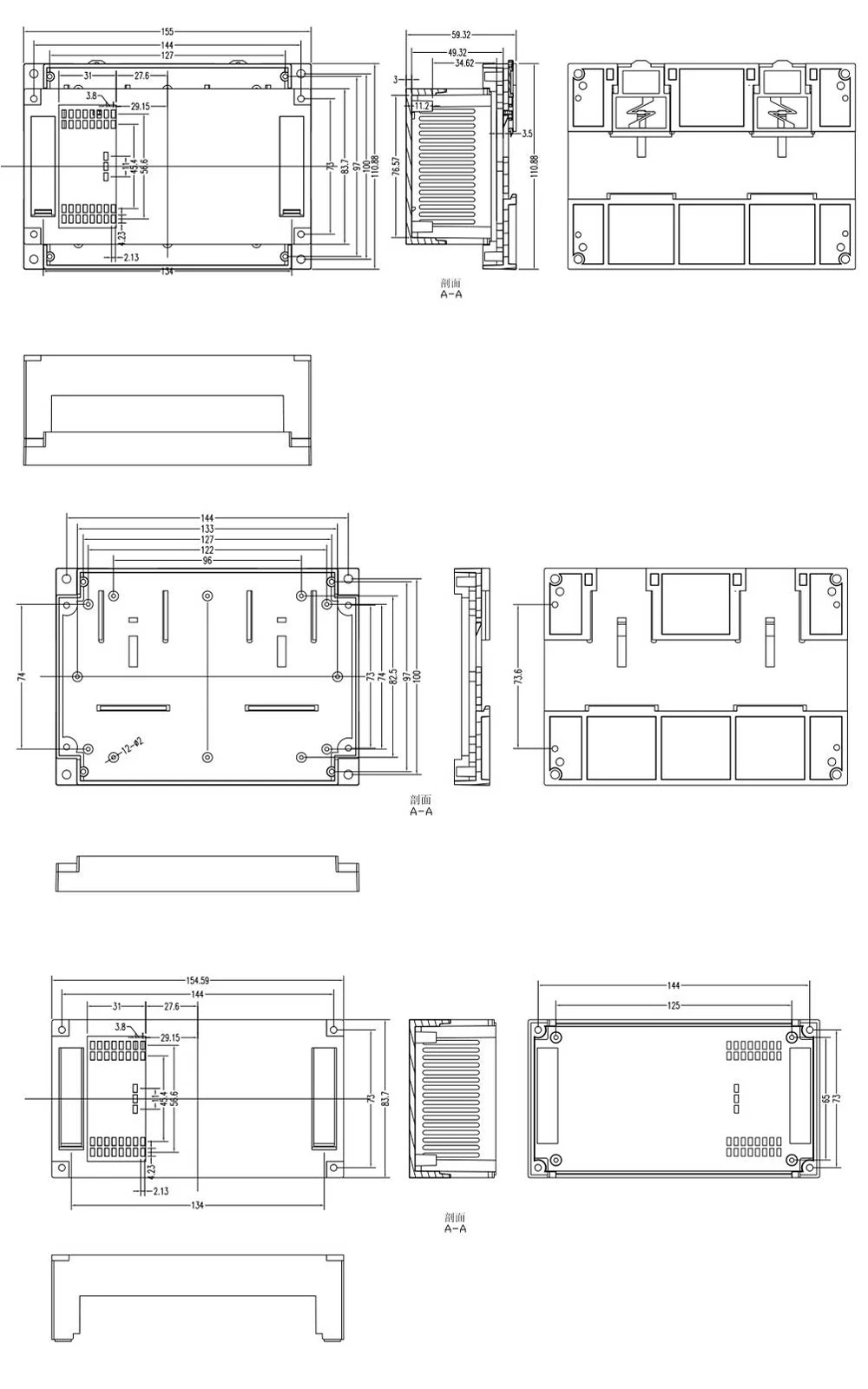 1 шт./партия, корпус для литья под давлением, PLC, коробка для проекта 155*110*60 мм, ABS пластиковый корпус, сделай сам чехол с клеммным блоком