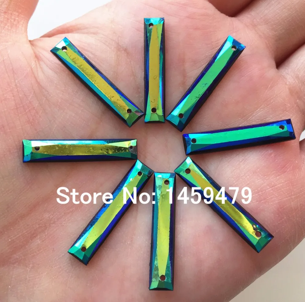 2 отверстия Свободные Стразы Акриловые прямоугольник глубокий синий АВ Цвет 50 шт