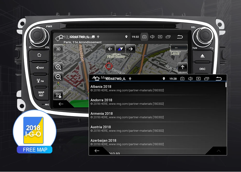 Isudar Автомобильный мультимедийный плеер Android 9 gps Авторадио 2 Din для FORD/Focus/Mondeo/S-MAX/C-MAX/Galaxy ram 4 Гб 32 Гб компактное минирадио DVR