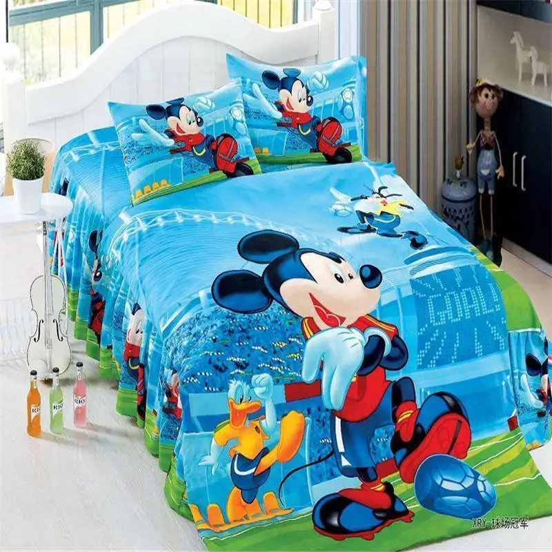 

3D Mickey Minnie bed linen sinlge size girl baby bedspread cartoon bedding set 3pc 1*comforter cover+2*pillow cases boy kid gift