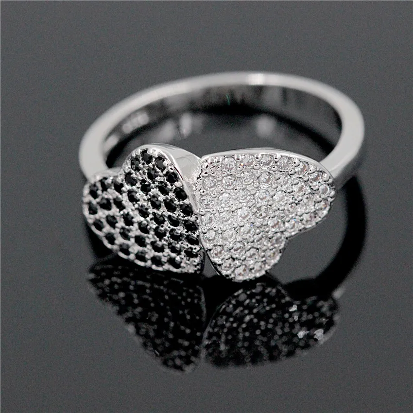 Женское винтажное серебряное кольцо Uloveido Love Heart обручальные кольца черного и