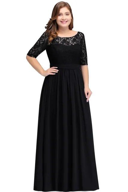 Розовые длинные платья подружки невесты размера плюс 22 Вт 24 Вт 26 Вт Vestido longo Свадебные недорогие вечерние платья для женщин - Цвет: Black