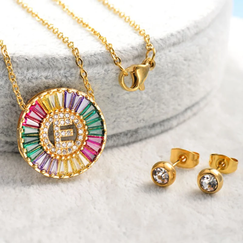 Женский набор украшений Baoyan из кубического циркония с буквенным принтом и