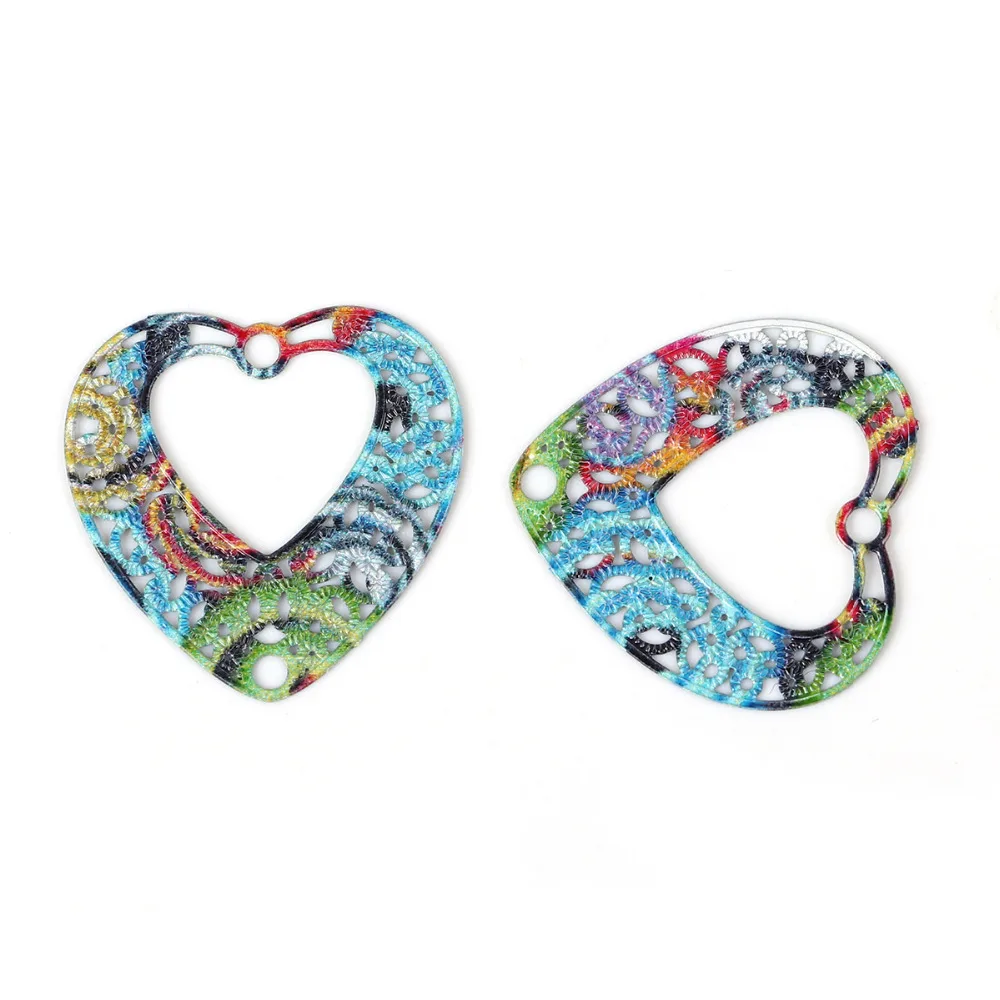DoreenBeads 10 шт. металлический сплав живопись полые цветы разноцветные филигранные