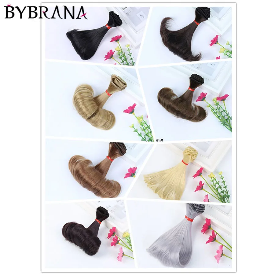 Bybrana 1 шт. 15 см * 100 черные золотые коричневые вьющиеся волосы для кукол 1/3 1/4 BJD