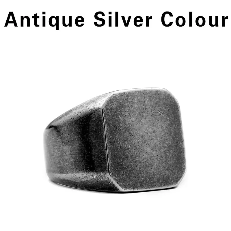 antique silver Байер магазин кольцо из нержавеющей стали 316L полированная печатка Твердые черный и золотой для мужчин Мода цена LR177 - Цвет основного камня: antique silver
