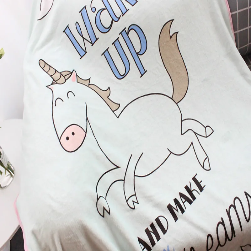 

Cute unicorn flannel blanket winter air conditioning blanket coral fleece towel sheet nap blanket