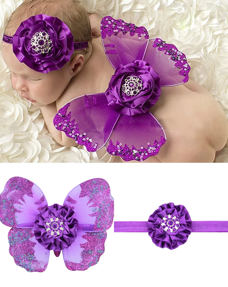 2pcs 2022 Newborn Baby Girl Bebe Fashion Supreme Infant Cute Headband +Wing Girls Headbands Clothing Set Kids Photography Props | Детская