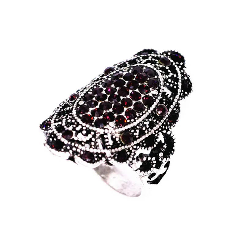 HanCheng новые модные богемные антикварные посеребренные кольца винтажные Стразы с