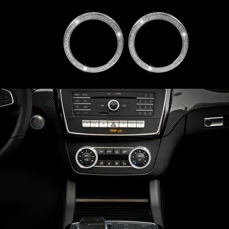 

2pcs Diamond Center AC Switch Ring Cover Trim For Mercedes-Benz C Class W204 08-14 & CLS Class C218 11-17 & GLK Class X204 12-15