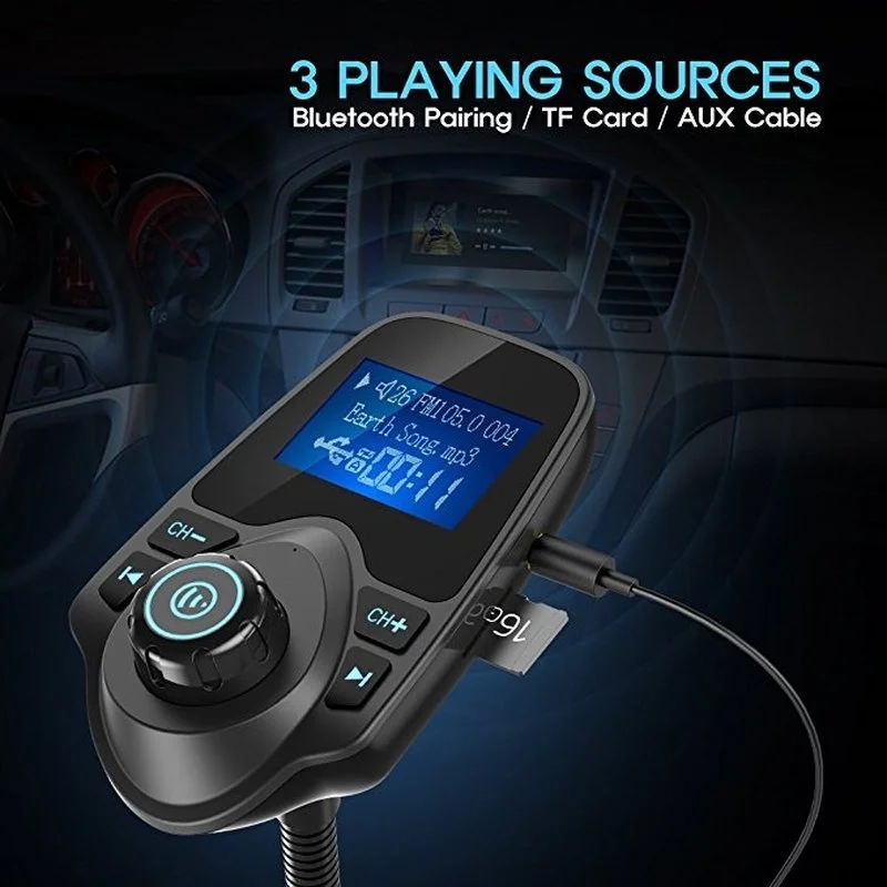 Bluetooth автомобильный fm-передатчик аудио адаптер приемник беспроводной громкой связи вольтметр автомобильный комплект TF карта AUX 1,44 дисплей