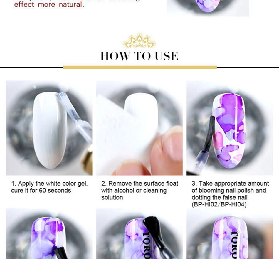 BORN PRETTY 6ml Blossom Nail Polish Magic Blooming Effect Whiter Purple Flower Nail Art Varnish Manicure DIY Design