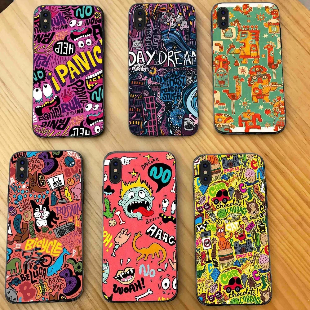 Чехлы для телефонов с граффити чехол iphone X XR XS MAX 6 6s 7 8 Plus ТПУ 5SE