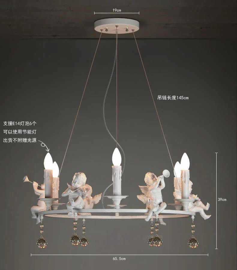 

2017 Nordic Foyer Dining Room Resin Angel Led Chandelier Lustre De Cristal Round Chandelier