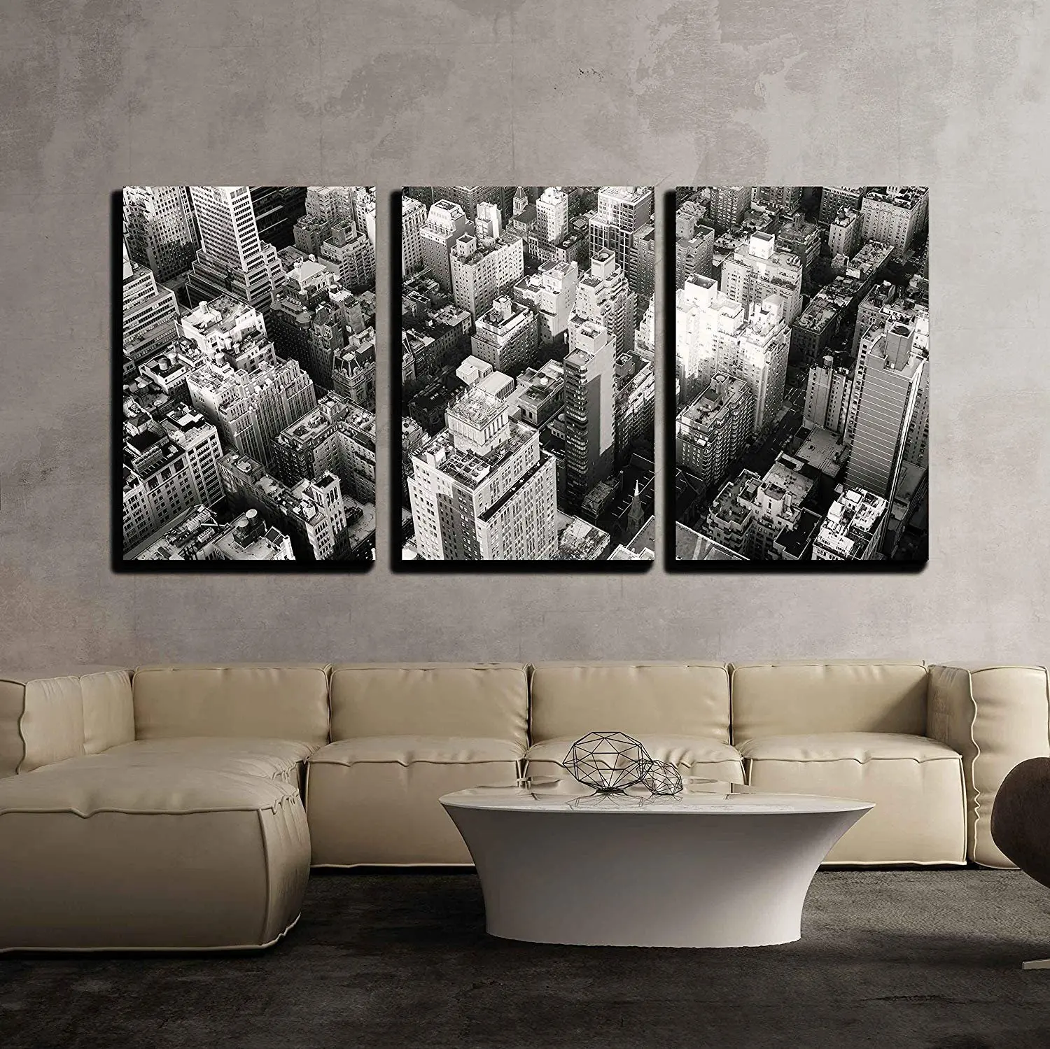 Панно из 3 частей искусство черный и белый городской пейзаж Нью Йорк Современный
