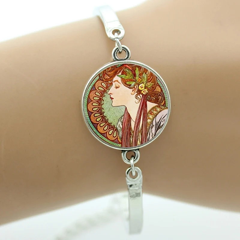 NS389 9 Браслеты TAFREE Alphonse Mucha с изображением девушки и цветка лилии, модный элегантный браслет, браслеты для девушек и женщин, подарки, ювелирные изделия NS389 - Окраска металла: NS389 9