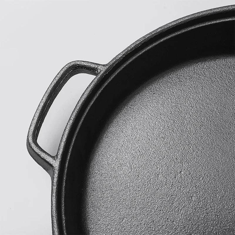 Высококачественная чугунная сковорода с плоским дном 28 см старомодная ручная