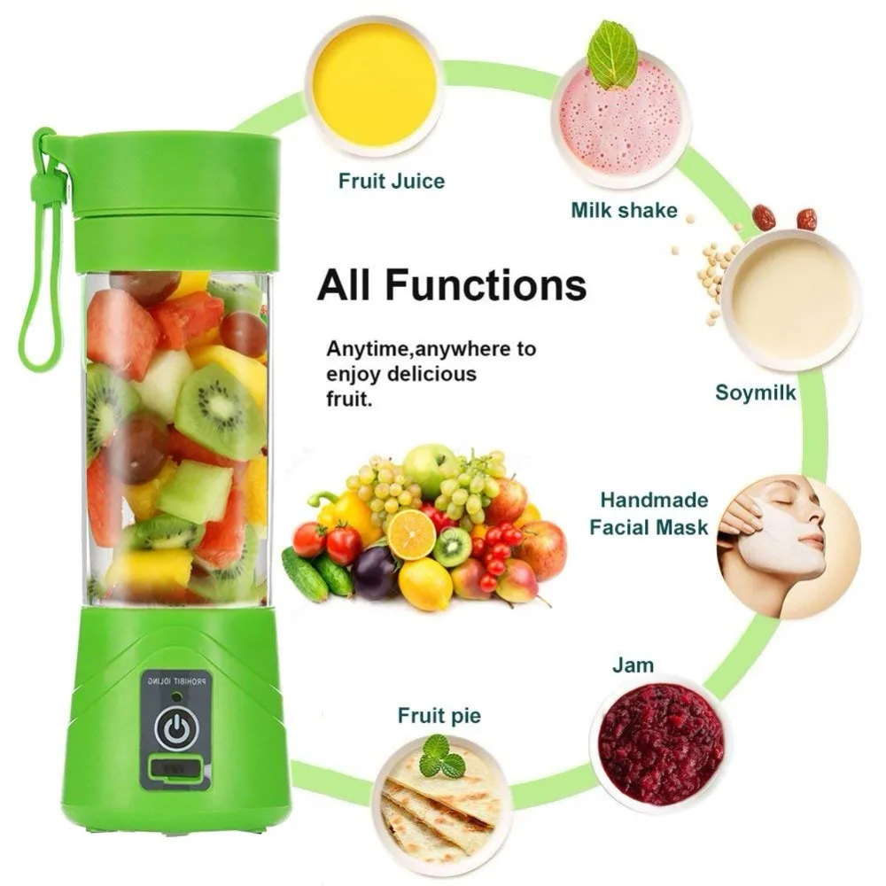 380ML USB Rechargeable Juicer Bottle Juice Maker Cup Orange Lemon Vegetables Fruit Milkshake Smoothie Squeezers Reamers | Дом и сад