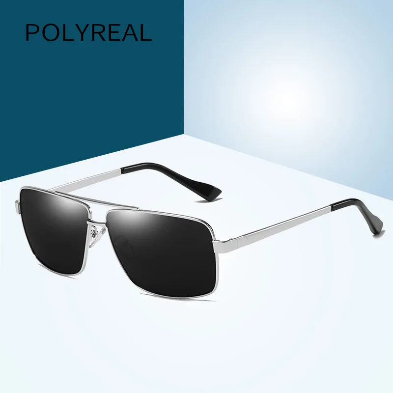 POLYREAL Винтаж негабаритных квадратных поляризованные солнцезащитные очки для