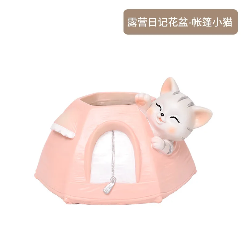 Одноразовое смолой цветочное горшок Мини кемпинг животное Кактус садочек для растений Любимый макаронный цветочный горшок для детей.