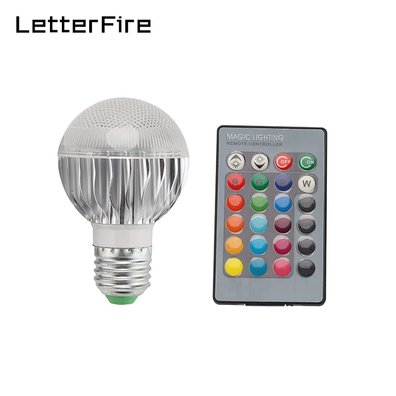 LetterFire 5 Вт RGB светодиодный лампы E27 GU10 E14 B22 светильник с 24key Дистанционное