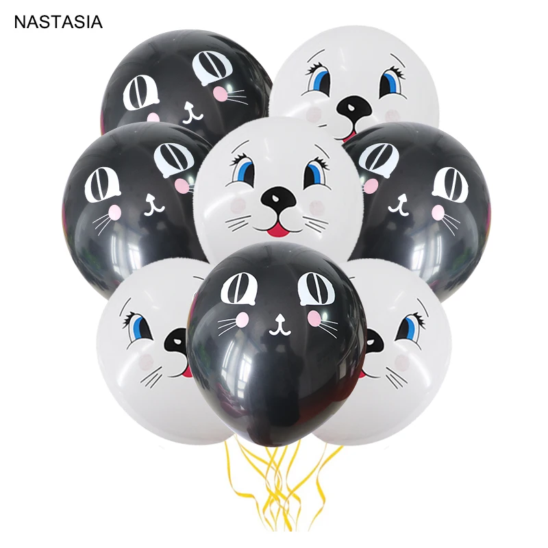 NASTASIA 10 шт./лот Белый Черный латексный шар с принтом животных из мультфильмов 12