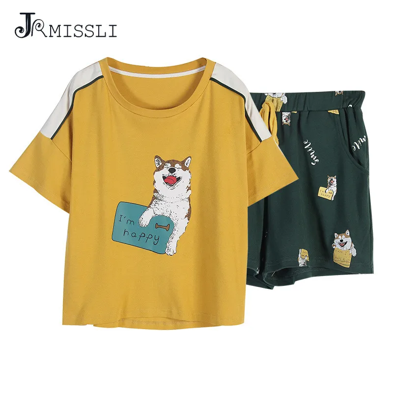 JRMISSLI Новый Большие размеры животных собака пижамы женские 100% хлопок летние