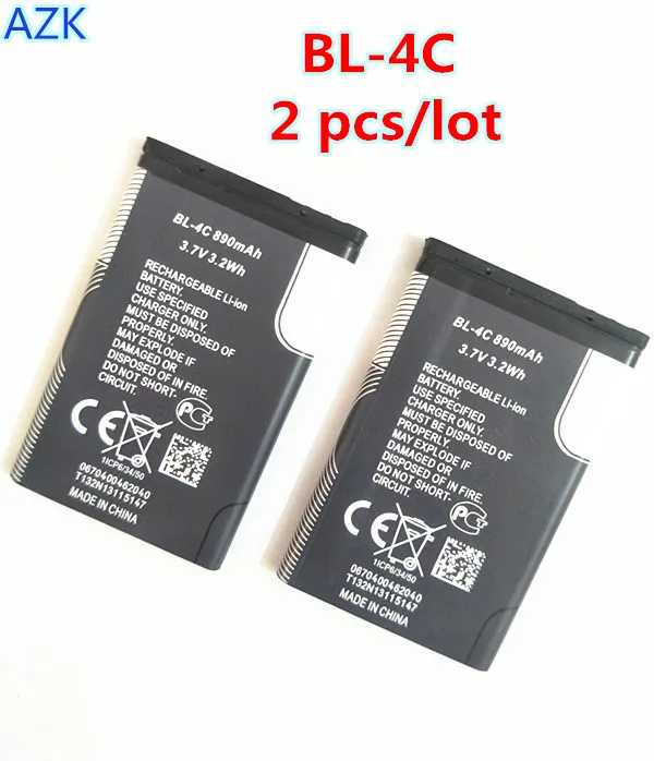 АЗК комплект из 2 предметов новинка 890 мА/ч BL 4C Батарея для Nokia 1202 1265 6100 6300 6125 1325 1506