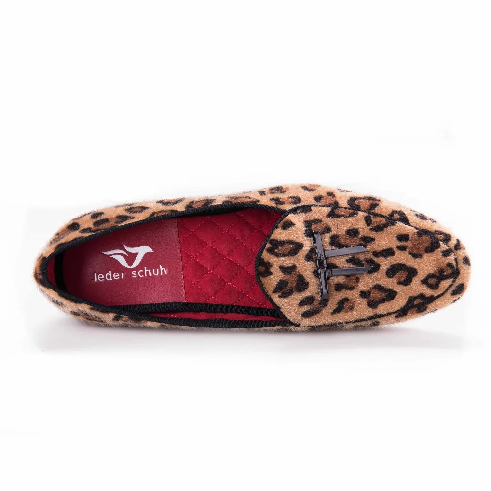 Jeder Schuh/Новое поступление мужские леопардовые бархатные туфли ручной работы с