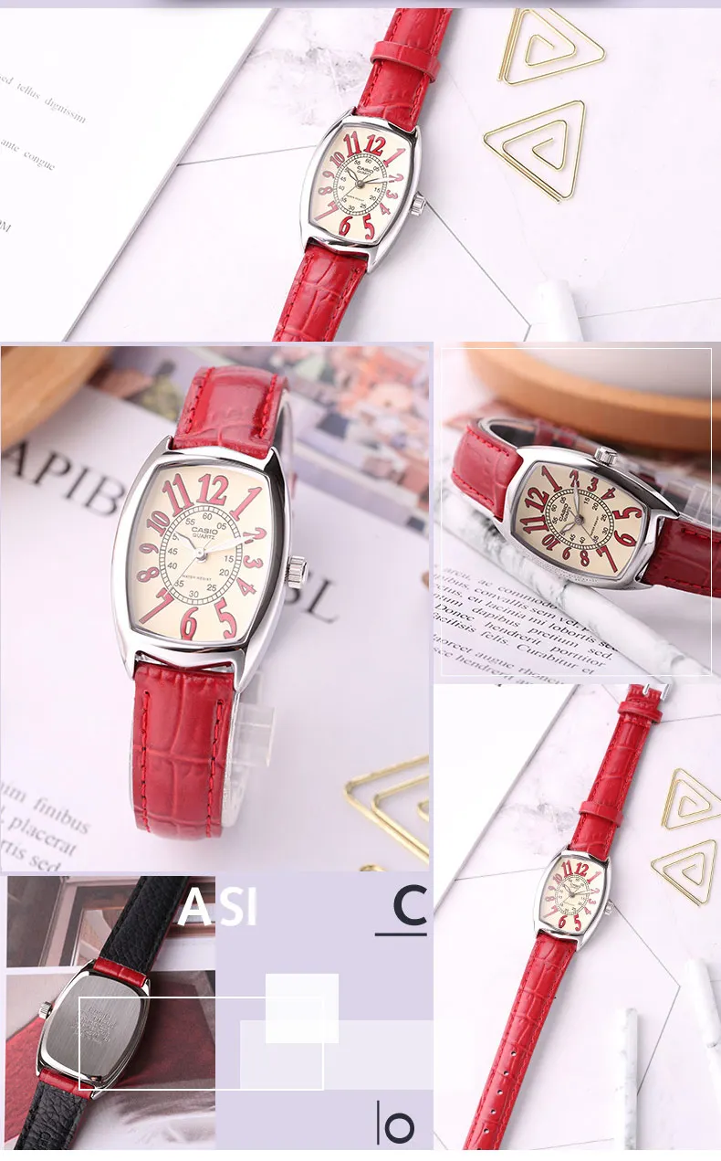 Relogio masculinoCasio montre миниатюрный montre rouge ceinture кварцевый миниатюрный montre carree LTP-1208E-9B2