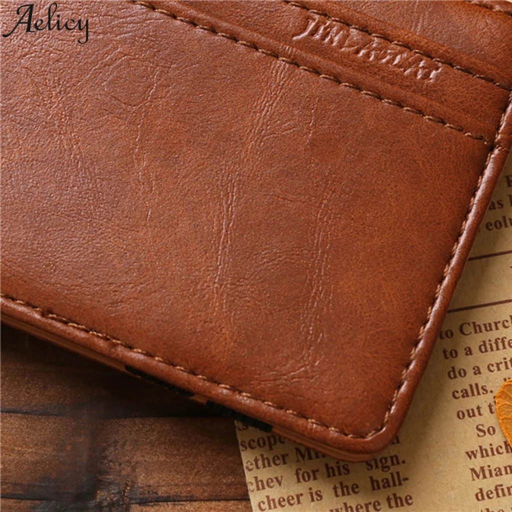Aelicy мужской тонкий короткий кошелек из искусственной кожи, однотонный кошелек ручной работы, дизайнерский ретро мульти-держатель для карт, модный кошелек высокого качества